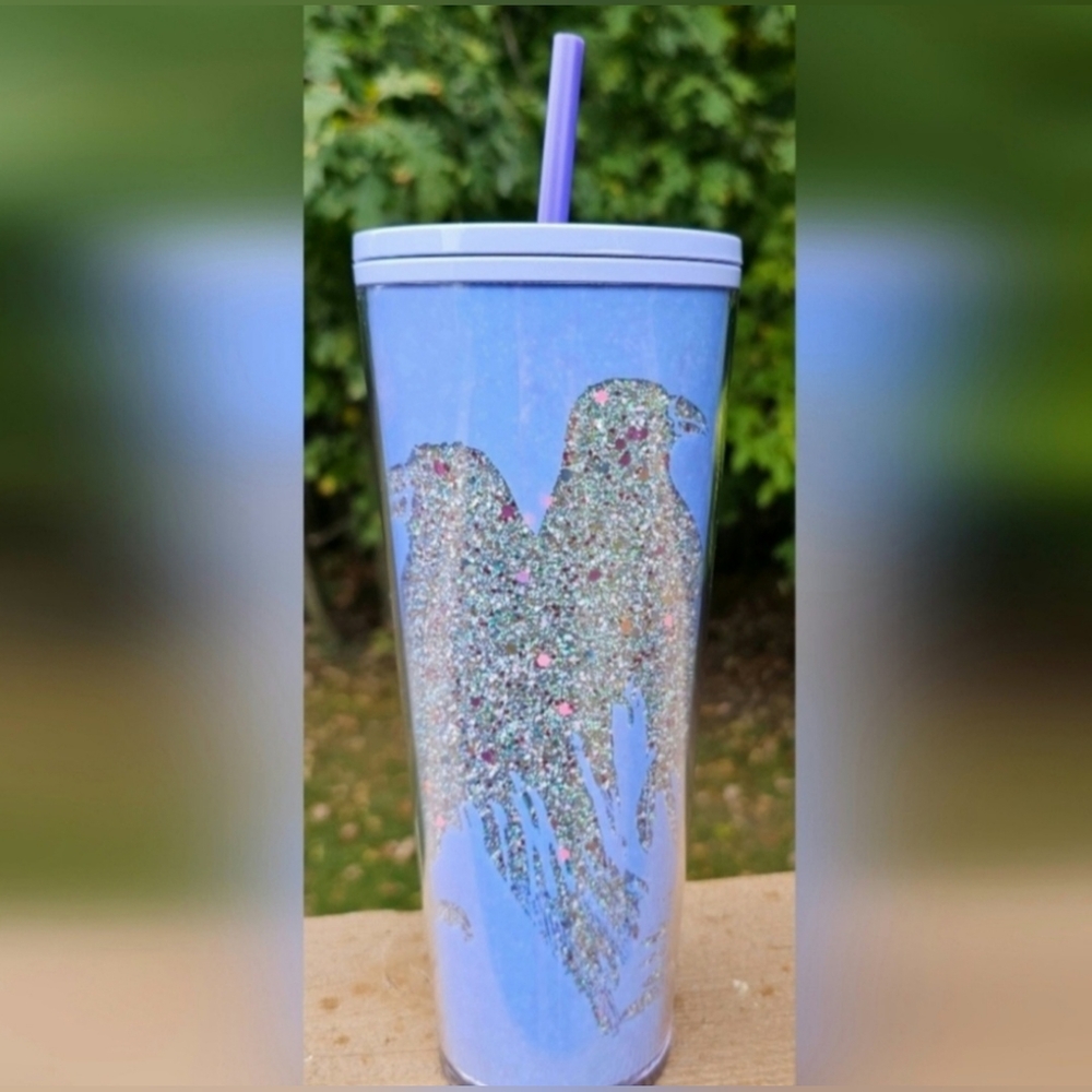 Starbucks 2022 Halloween Raven Glitter Glow in the Dark Tumbler 24oz